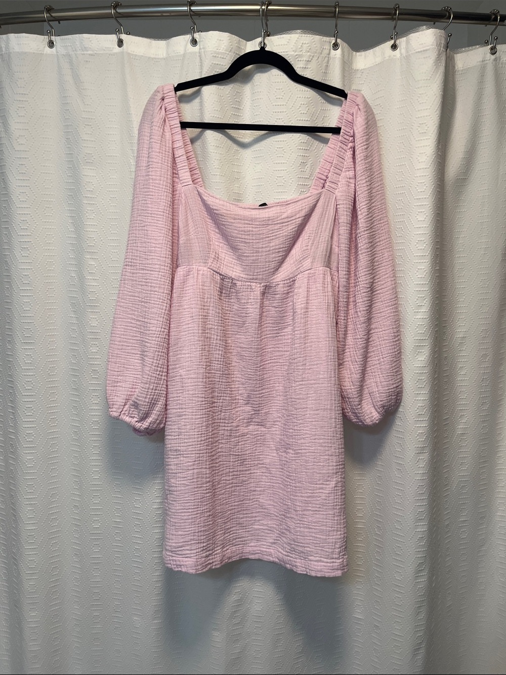 J.Crew Squareneck soft gauze Pink Puff Sleeve Dress